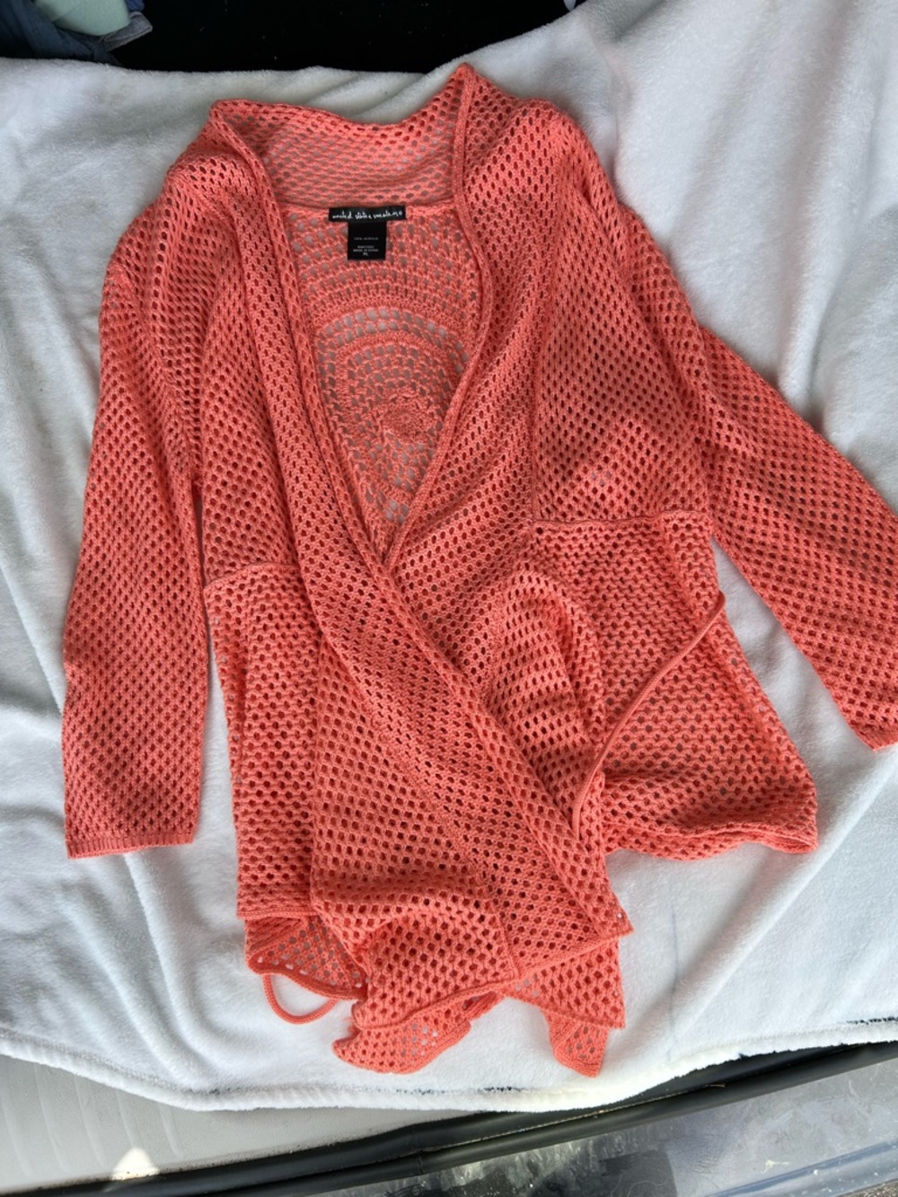united states sweaters Coral Open-Weave Cardigan
